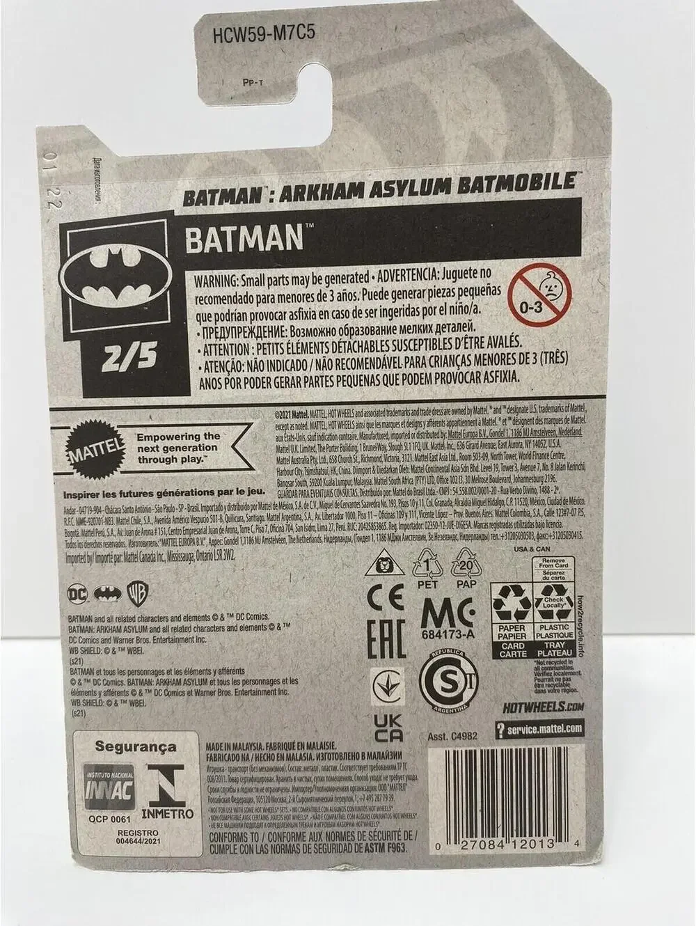 2022 Hot Wheels Batman: Arkham Asylum Batmobile Batman 2/5 Brown Brand New